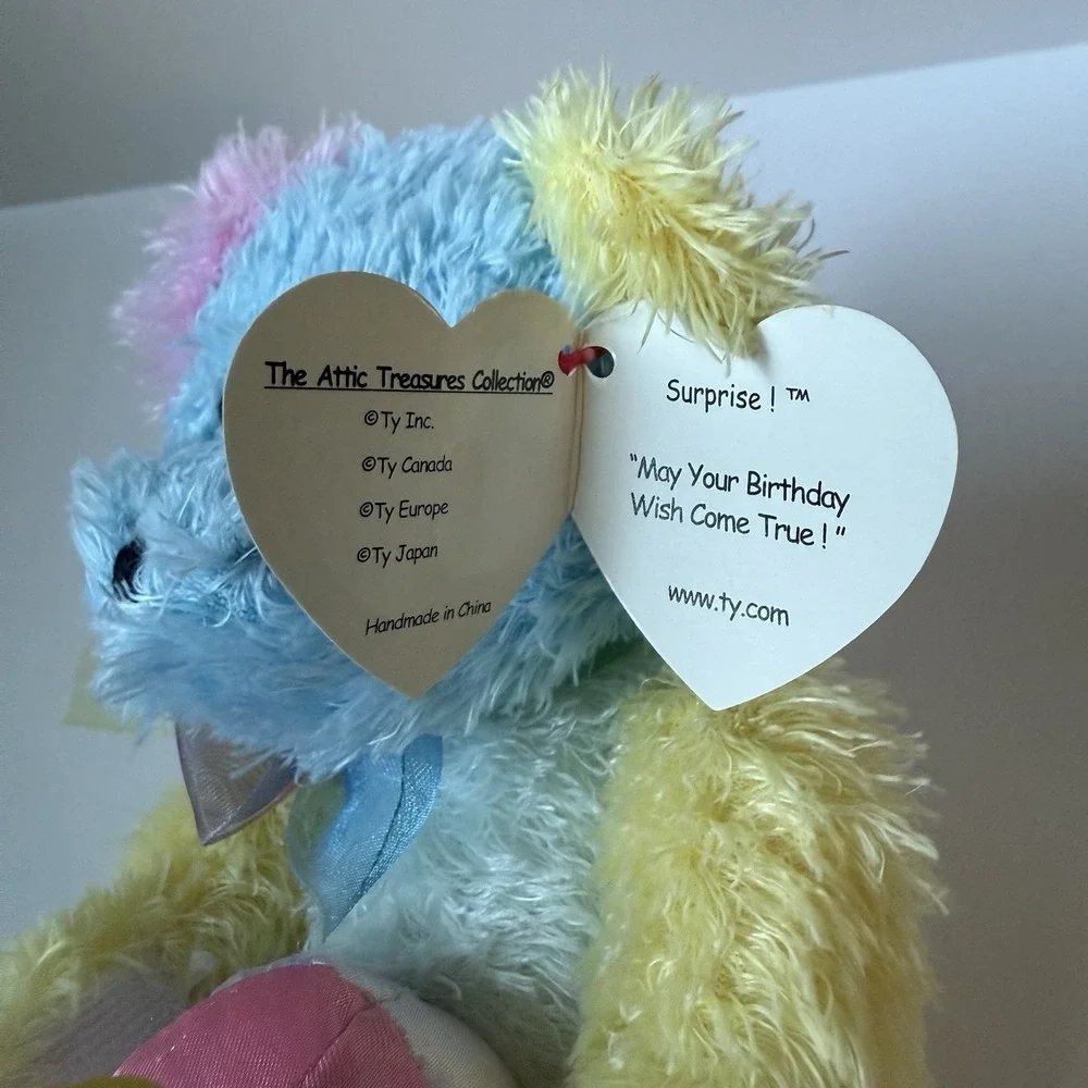 TY Surprise *Happy Birthday* Beanie Bear ‎ Year 2000 With Tag